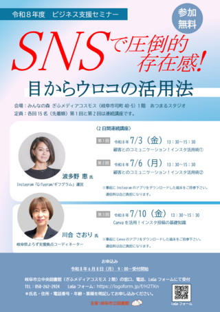 ビジネス支援セミナー　SNSで圧倒的存在感!目からウロコの活用法